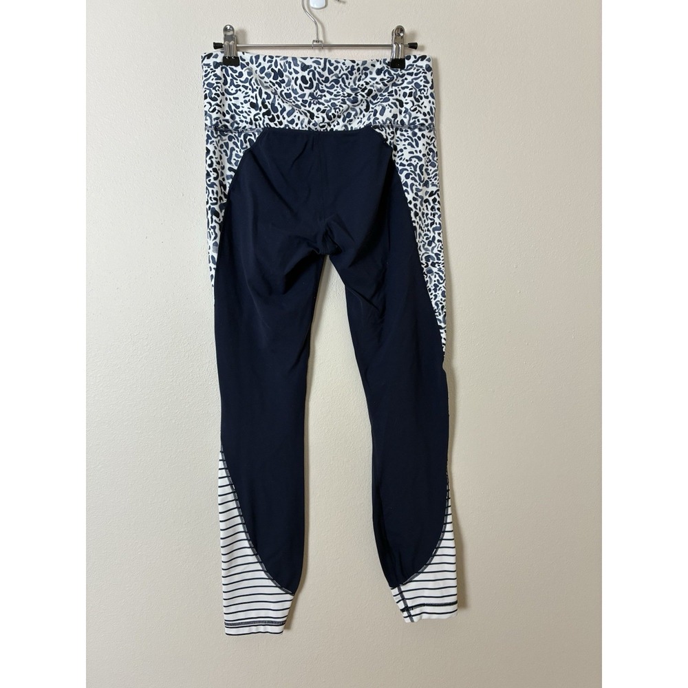 Athleta Blue with Animal Print‎ and Stripes 7/8 Leggings Size Small Tall (L6) - Picture 2 of 11